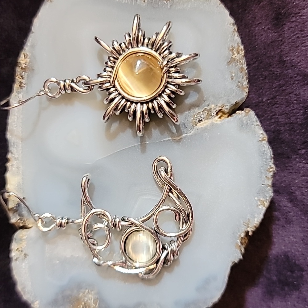 Sun & Moon hanger earrings